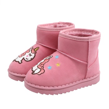 Toddler / Kid Girl Unicorn Pattern Solid Snow boots